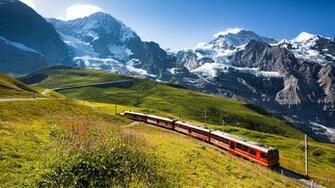 Best Beautiful Panoramic Of Jungfrau Mountain Alps Landscape