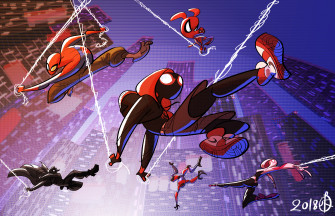 Spider Verse Cartoon Art Wallpaper HD Superheroes 4k