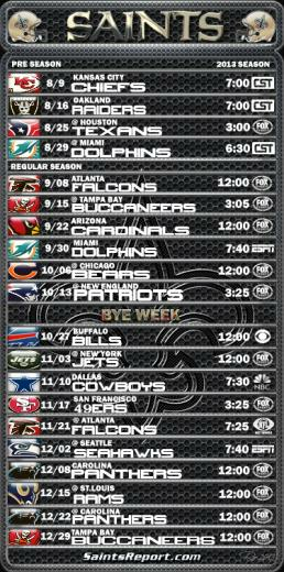 Schedule Wall S New Orleans Saints Message