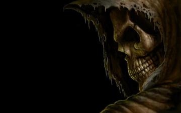 Grim Reaper Death Dark Skull Hood Eyes Evil Scary Spooky Creepy