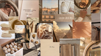 Beige Mood Board Cute Desktop Wallpaper iPhone