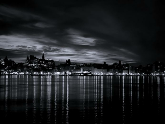 Black And White River City Light Wallpaper