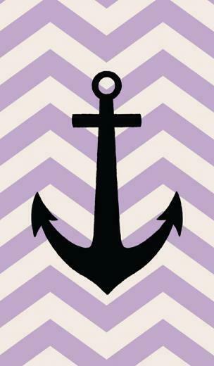 Black Anchor On Purple Chevron Wallpaper