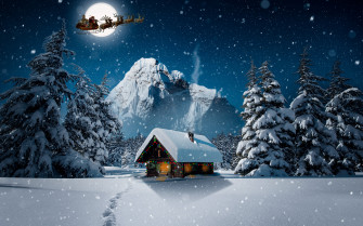 Wallpaper Snowfall Winter Hut House