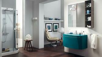 Color Vanity Wallpaper On Chic Colorful Bathroom Interior Makeup