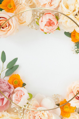 Premium Psd Of Blooming Orange Floral Frame Design Wallpaper
