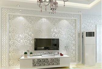 Silver Acanthus Leaf Living Room Decorative Wallpaper Pvc Background