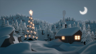 Winter Cabin R Wallpaper