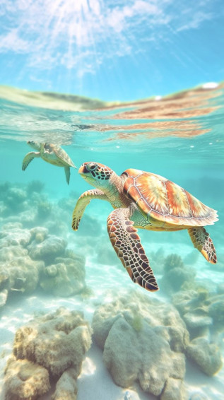 Custom Mobile Phone Wallpaper Turtle Sea