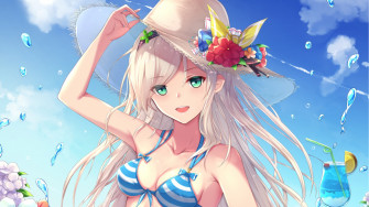 Wallpaper Anime Girl Holiday Fun Bikini