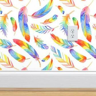 Rainbow Feathers Spoonflower
