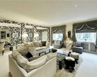 Beige Black Grey Silver White With Curtains Pattern Pelmet Wallpaper