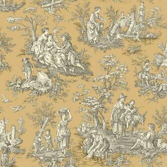 Waverly Classics Caramel Cream And Black Wallpaper Traditional
