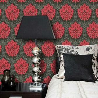 Home Shop By Style Damask Marrakesh Red Black Wallpaper