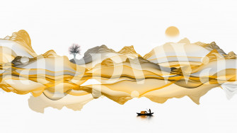 Golden Abstract Landscape Wallpaper
