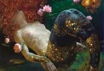 Shipping X36 Inch Wallpaper Mermaid Prints Oil Paintings