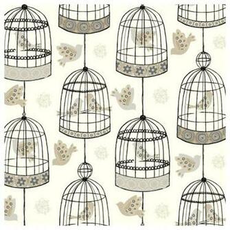 York Sure Strip White And Gray Birdcage Wallpaper Contemporary
