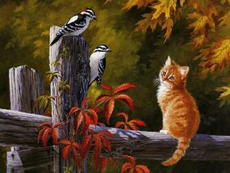 Autumn Friends Cats Wallpaper