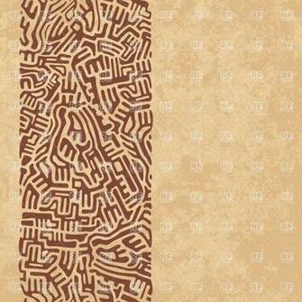 Abstract Ethnic Ornament Labyrinth Line On Worn Brown Background
