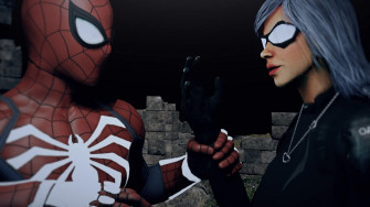 Spider Man With Black Cat Wallpaper Ps4 3d Render Renderhub Gallery