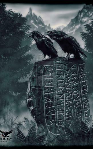 Huginn And Muninn On A Runestone By Thecasperart