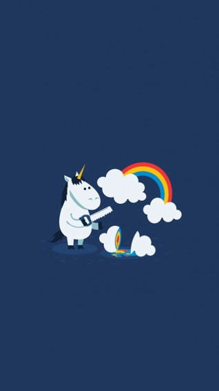 Unicorn Saw Clouds Rainbow Funny iPhone Wallpaper