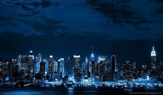 Blue Neon Cityscape Wallpaper