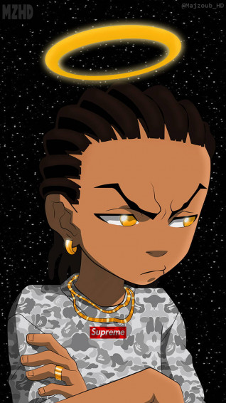 Supreme A Black Boy With Gold Halo Wallpaper