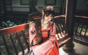 Chinese Zither Dress Hanfu Asian Women