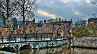 Wonderful River Scene In The City Of Brugge Belgium HDr Hq Wallpaper