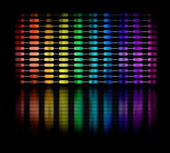 Graphic Equalizer Display Mit Bewegten Farblicht Balken Auf Schwarzem