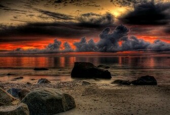 Wallpaper Beach Clouds Sunset Dark Sea Ocean Desktop