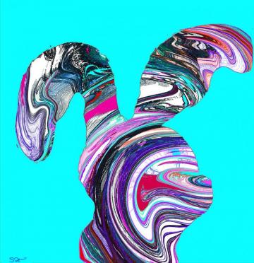 Crazy Easter Bunny Painting By Abstract Angel Artist Stephen K