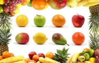 Wallpaper Creative Apples Oranges Bananas White Background