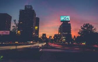 Wallpaper Cars Sundown Traffic Buildings Santiago Chile Long