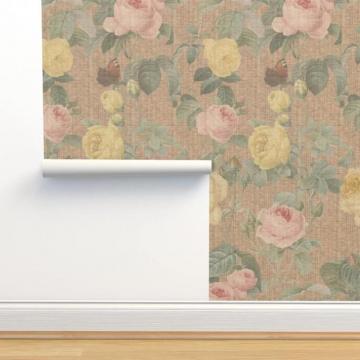 Peel Stick Wallpaper Swatch Rose Floral Victorian Garden