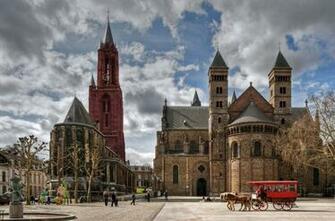 Netherlands Houses Temples Street Carriage Clouds Maastricht