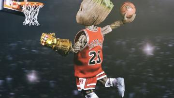 Baby Groot Playing Basketball Superheroes Wallpaper HD