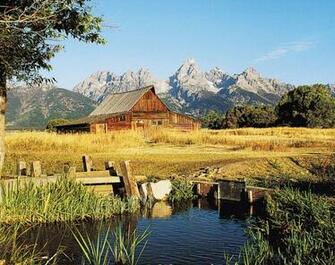 Old Barn Against An Amazing Background Cabin And Barns