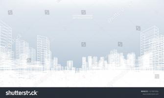Abstract Wireframe City Background Perspective 3d Render Of
