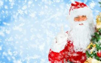 Wallpaper Santa Claus Snowflakes Christmas Tree Holiday