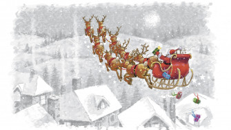 Santa Flying Wallpaper
