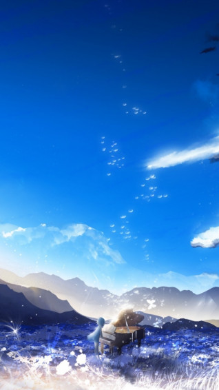 Blue Anime Scenery Wallpaper 4k