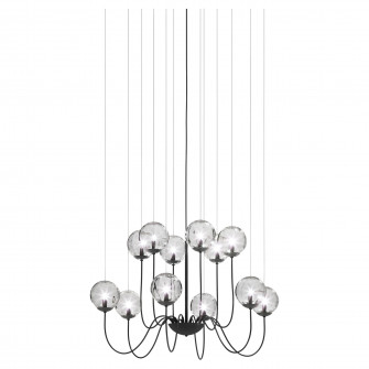 Vistosi Puppet Pendant Light 12p In Smoky Transparent With Matt Black Wallpaper