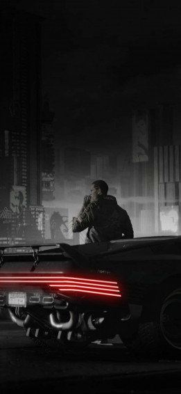 iPhone Xs Cyberpunk Monochrome Background Wallpaper
