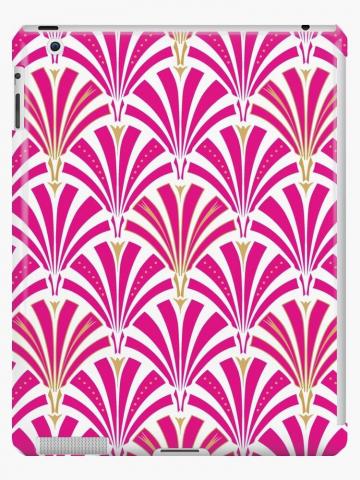 Art Deco Fan Pattern Fuchsia Pink iPad Case Skin By Marymarice