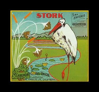 Stork Oranges Vintage Fruit Crate Labels Wallpaper Image