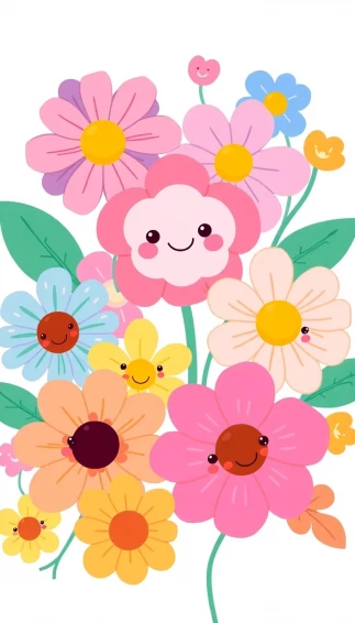 Kawaii Flowers Wallpaper