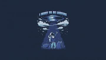 Astronaut Spacecraft Ufo Abduction Minimal Art Wallpaper HD