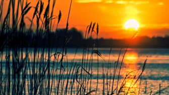Wallpaper 4k Crops Sunset Lake